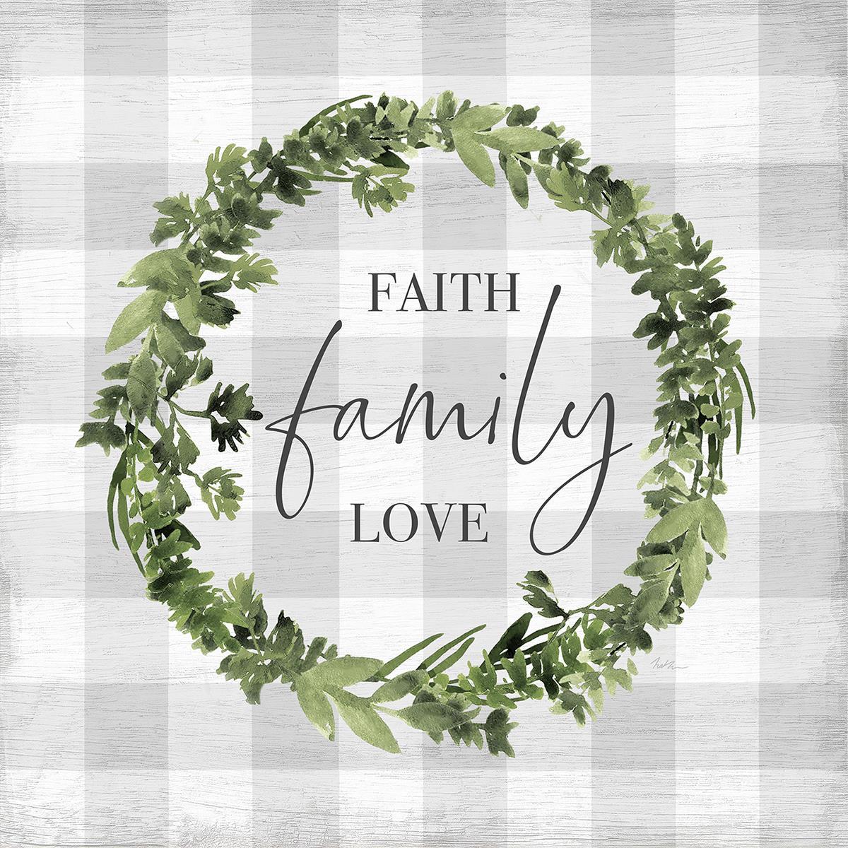 Faith Family Love Wreath By Natalie Carpentieri (Framed) - Dark Green - Premium Canvas Art from Classy Art - Just $424.88! Shop now at brett interiors