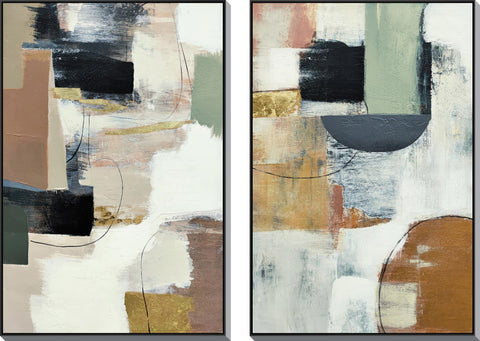 32x47 Hand Painted Textured Canvas in Frame (Set of 2) - Beige - Premium Canvas Art Sets from Classy Art - Just $362.38! Shop now at brett interiors
