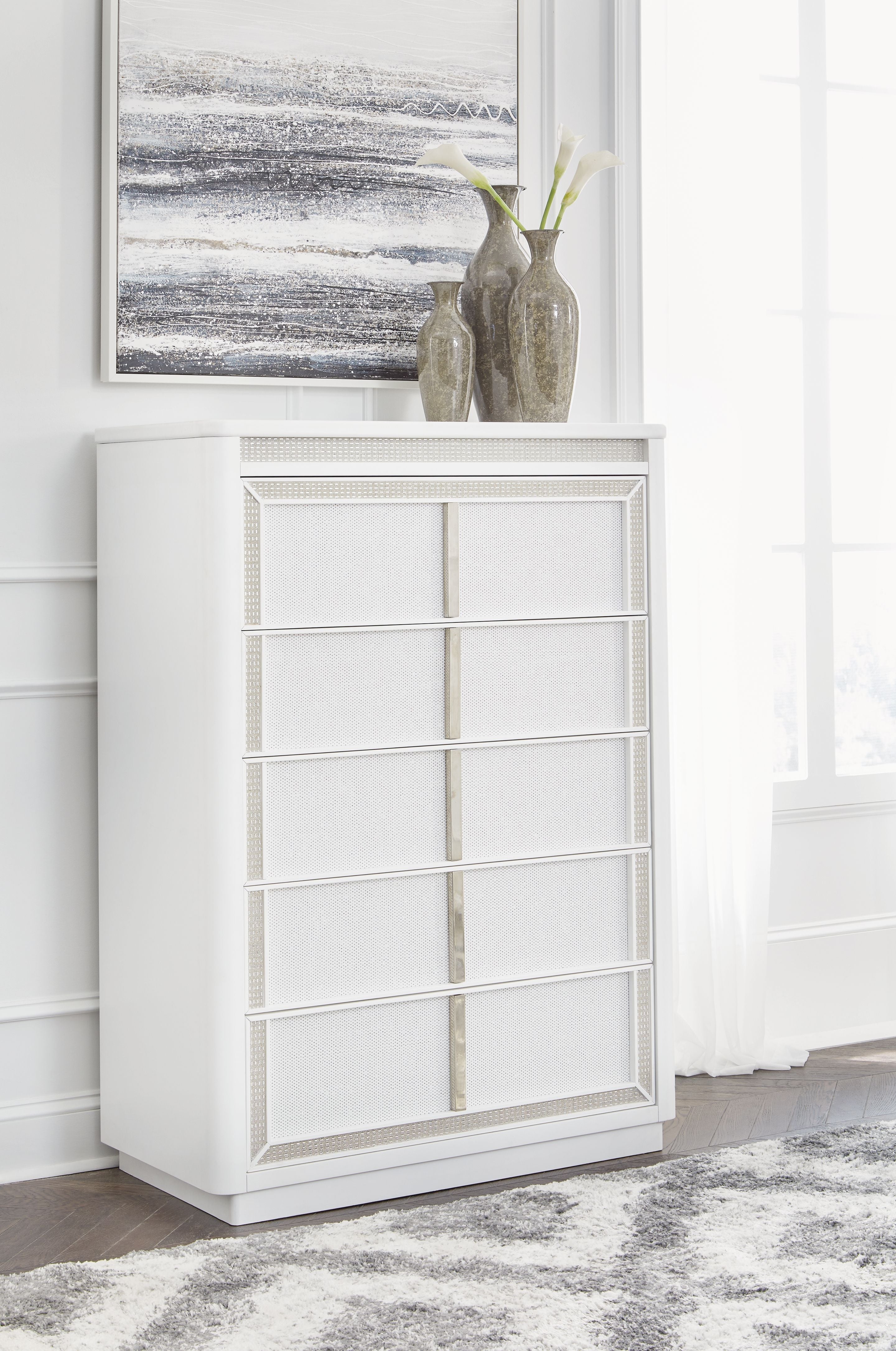 Chalanna - White - Five Drawer Chest - Premium Accent Chests from Signature Design by Ashley® - Just $1270.50! Shop now at brett interiors